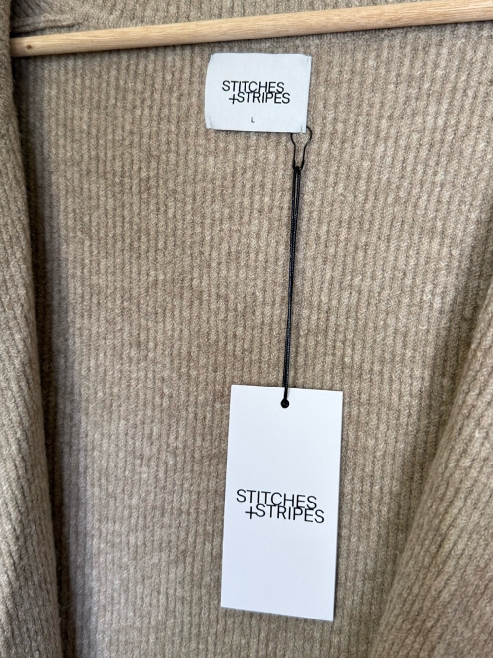 NWT Stitches & Stripes Soft Open Front Longline Sweater Cardigan Taupe Large - Picture 4 of 6